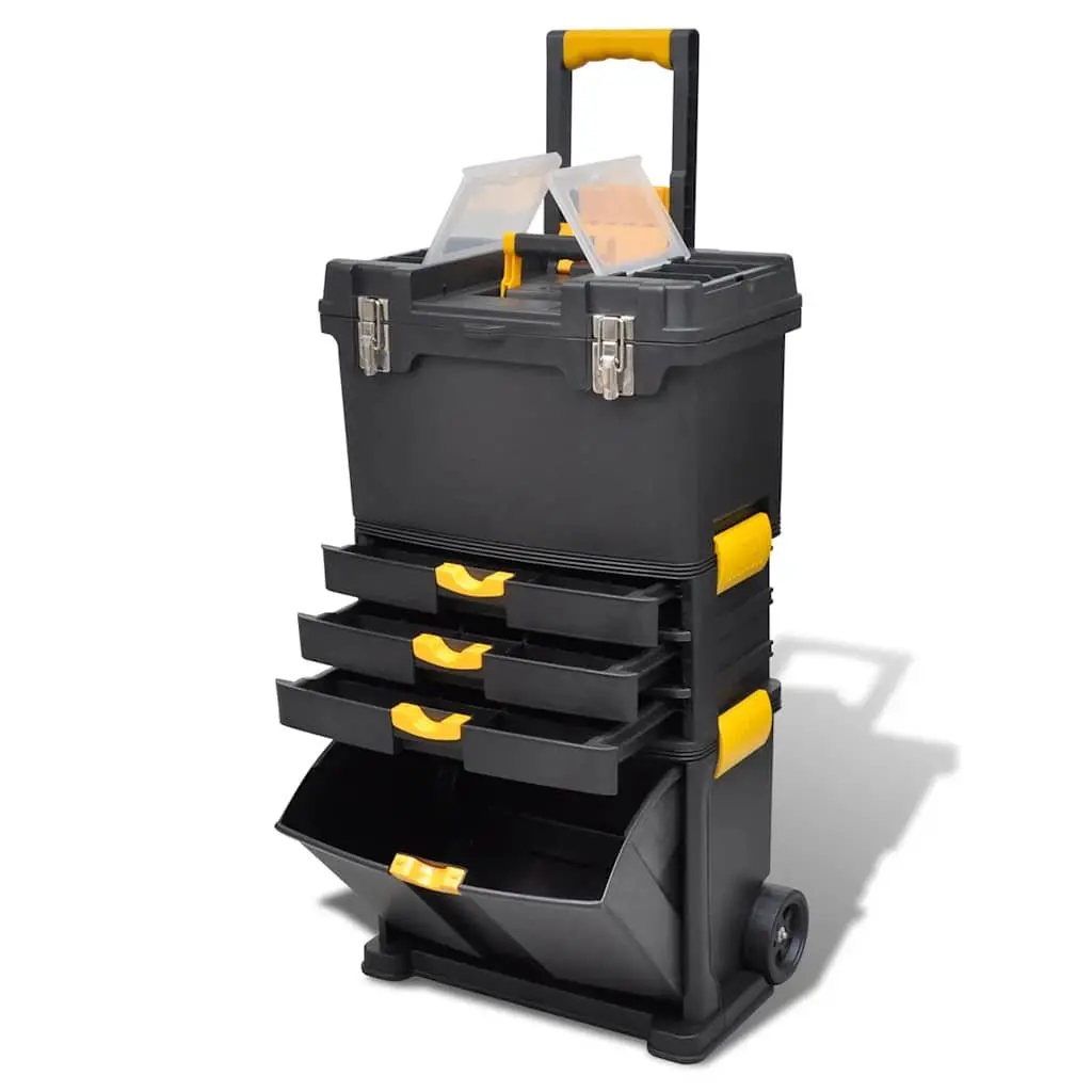 Tool Chest Trolley Portable Storage Organizer with Drawers Black