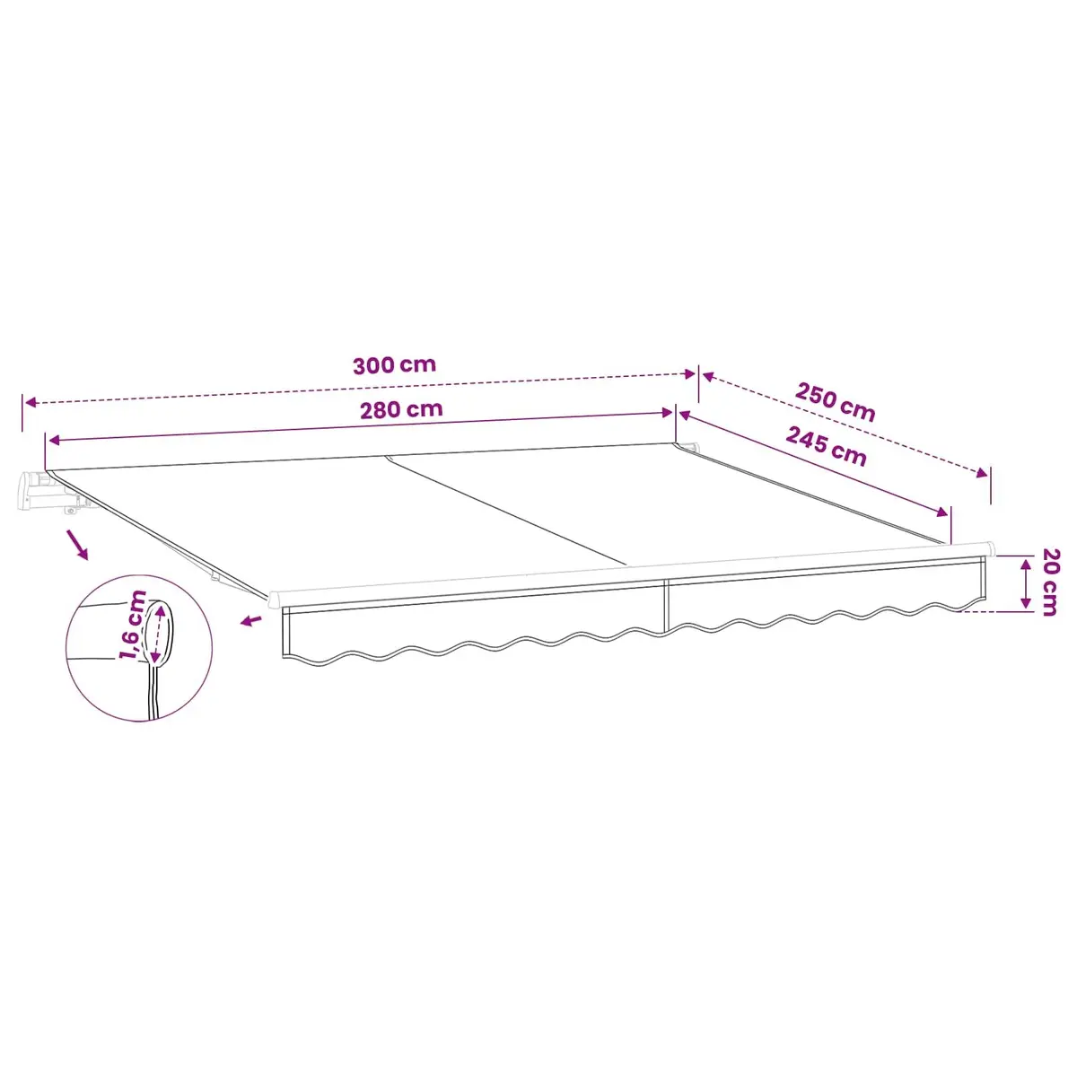 Yellow White Awning Replacement Fabric 3x2.5m