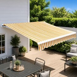 Your Outdoor Shade Solution: Yellow White Awning Fabric