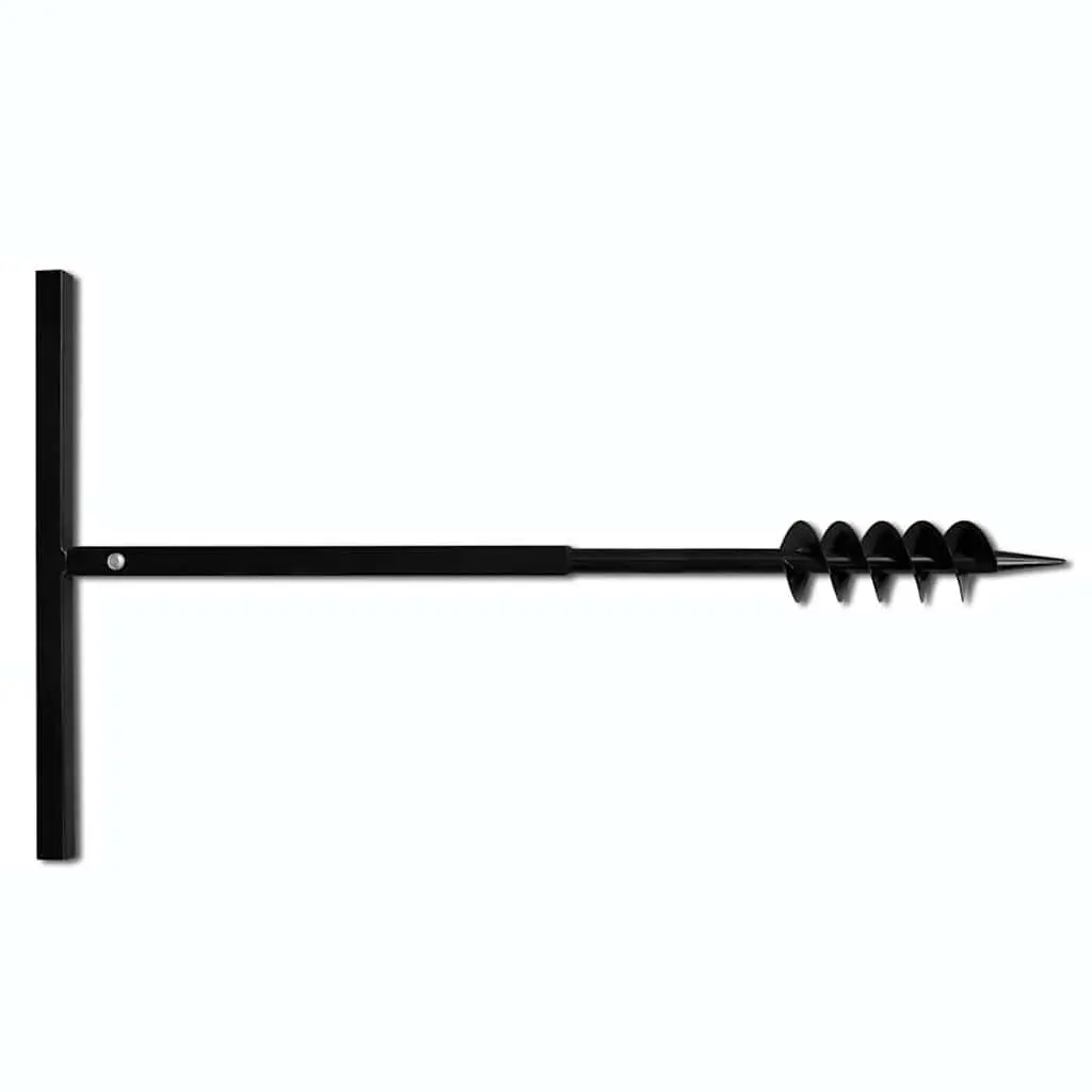 Ground Drill Auger Bit 80mm Double Spirals Handle Gardening Tool