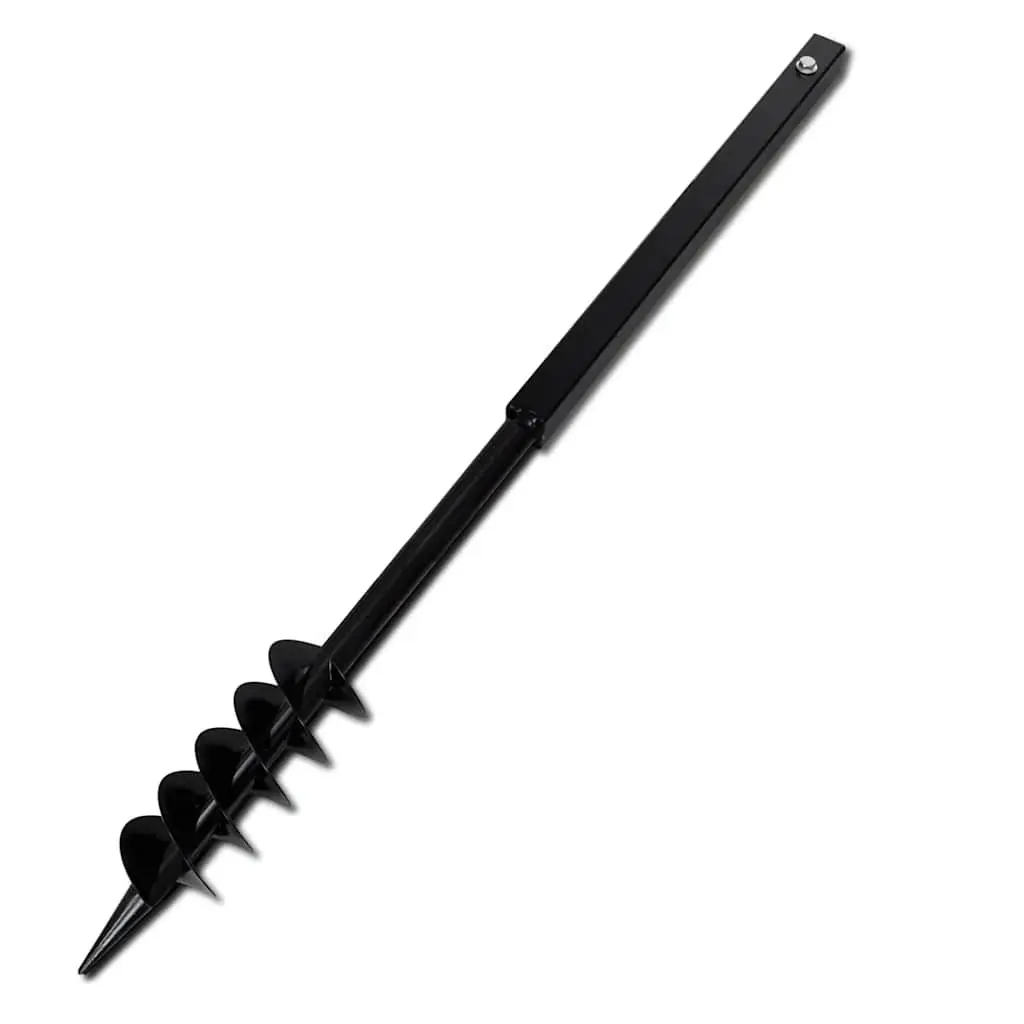 Ground Drill Auger Bit 80mm Double Spirals Handle Gardening Tool