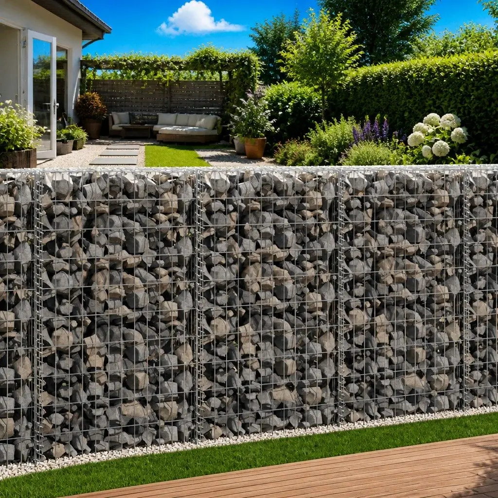 Gabion Basket with Lids 100 x 100 x 30 cm Galvanised Wire Fence Panel Retaining