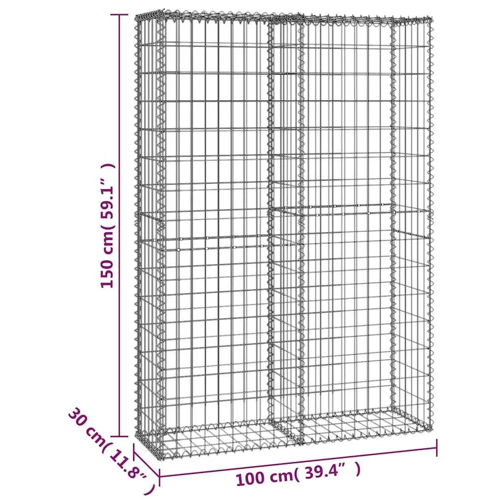 Gabion Basket Galvanised Steel Mesh with Lids 150 x 100 x 30 cm