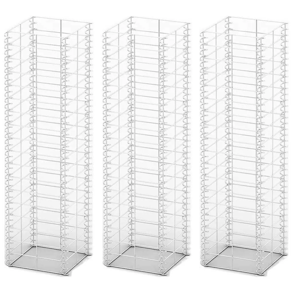 Gabion Basket Set Welded Wire Mesh 25 x 25 x 100 cm Silver Galvanised Steel