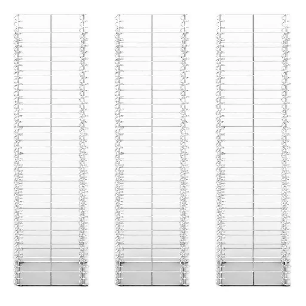 Gabion Basket Set Welded Wire Mesh 25 x 25 x 100 cm Silver Galvanised Steel