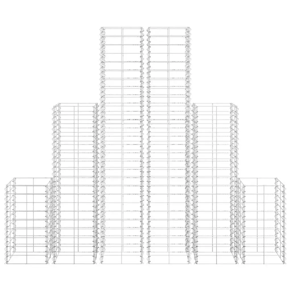 Gabion Basket Set 6 Piece Wire Mesh Garden Fencing Retaining Wall Barrier Panel