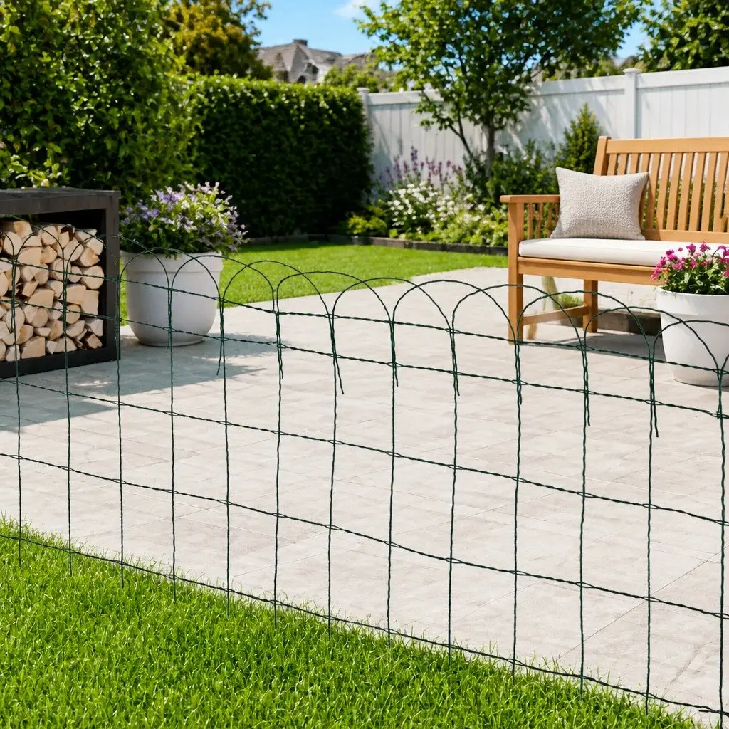 Garden Border Fence Edging Decorative Iron Wire Barrier 10m