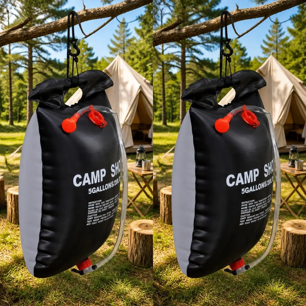 Portable Camp Shower 20L Black Solar Heating Outdoor Camping Hiking Water Bag