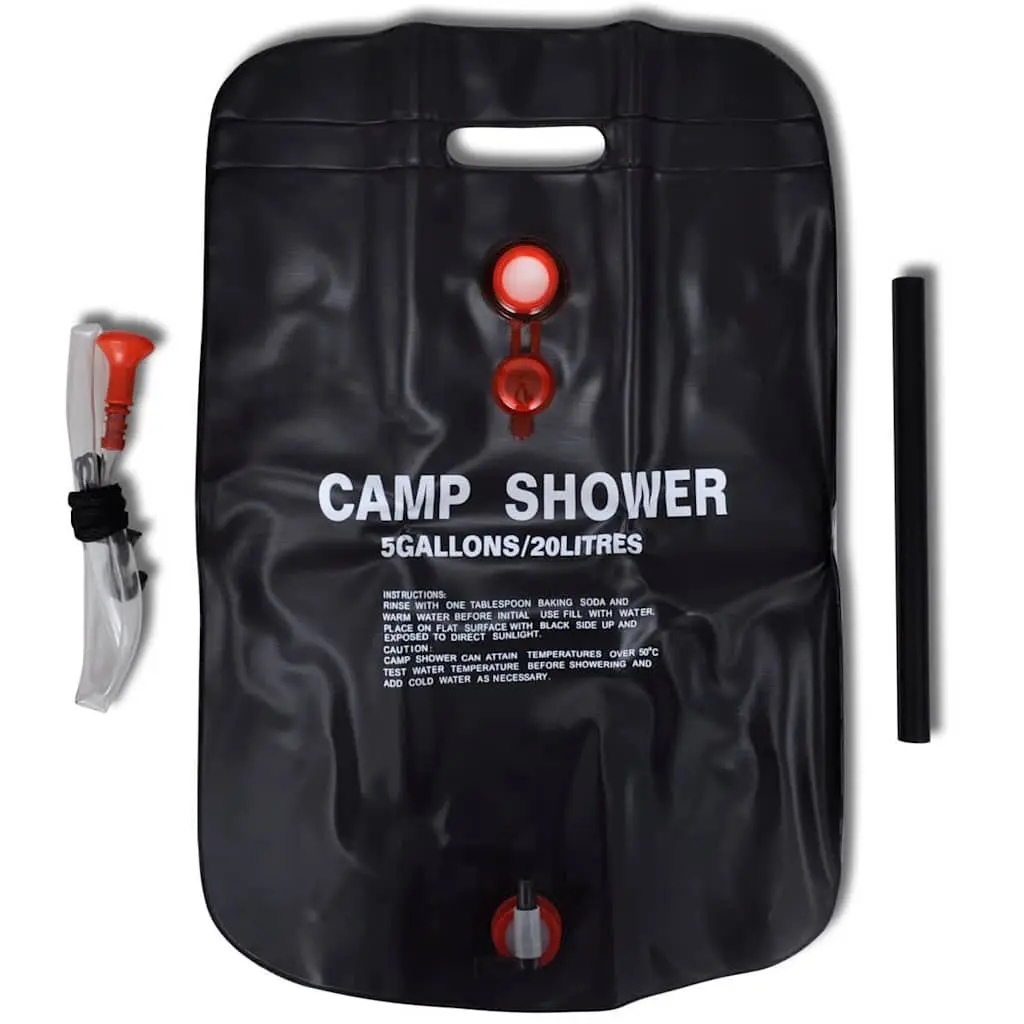 Portable Camp Shower Solar Heating 20L Black Outdoor Camping Hiking
