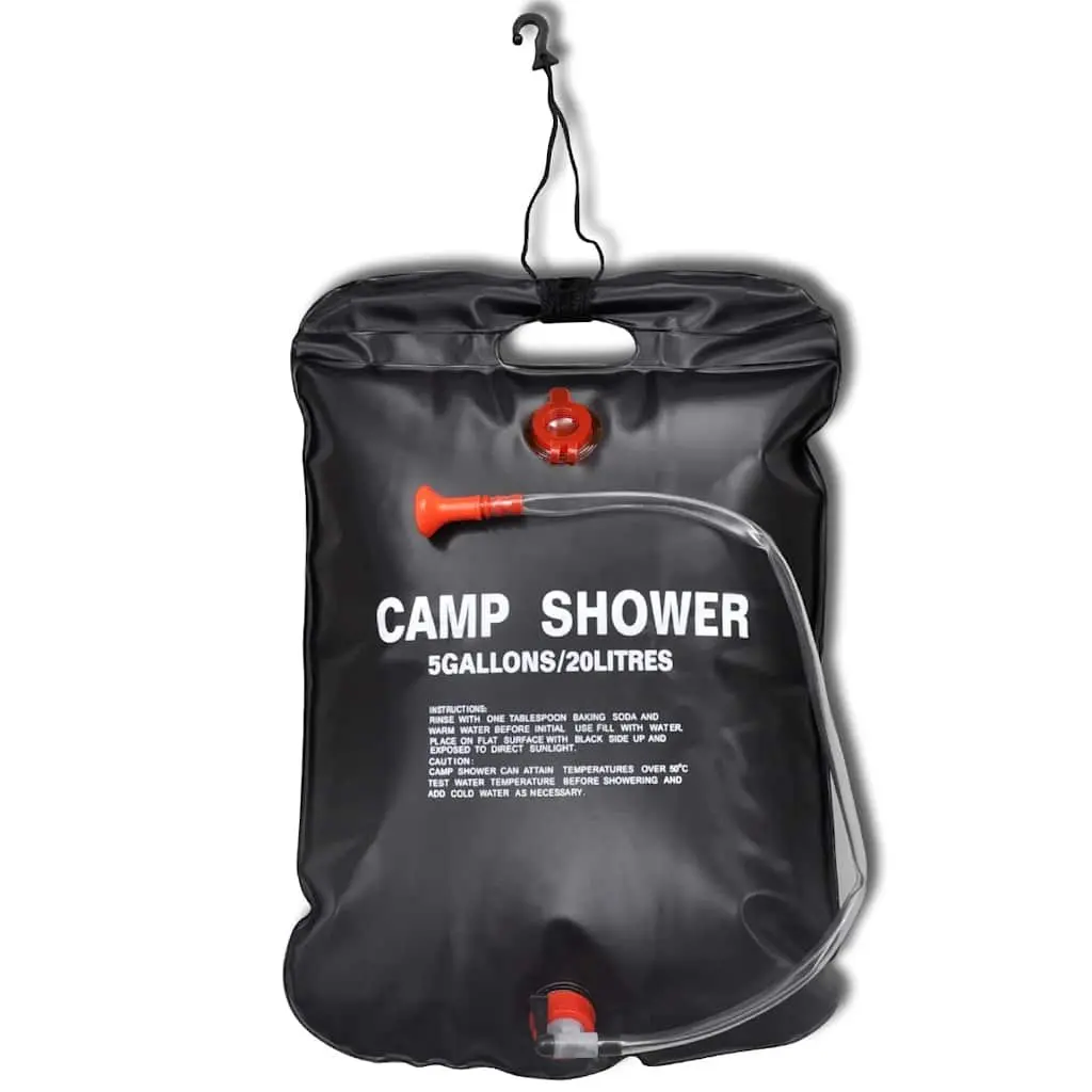 Portable Camp Shower Solar Heating 20L Black Outdoor Camping Hiking