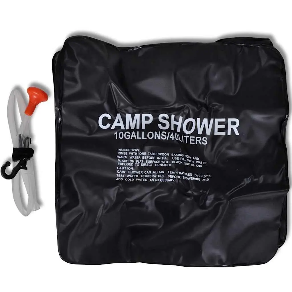 Solar Camp Shower Portable 40L Outdoor Bath Water Bag Black