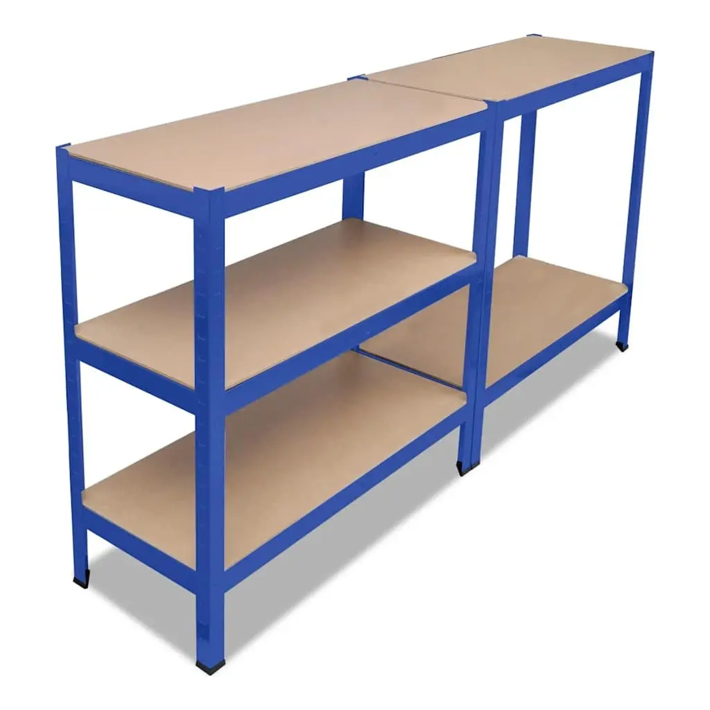 5-Layer Industrial Storage Shelf Heavy Duty Steel Frame Engineered Wood Blue