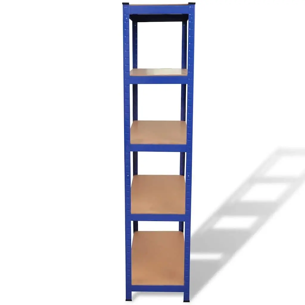 5-Layer Industrial Storage Shelf Heavy Duty Steel Frame Engineered Wood Blue