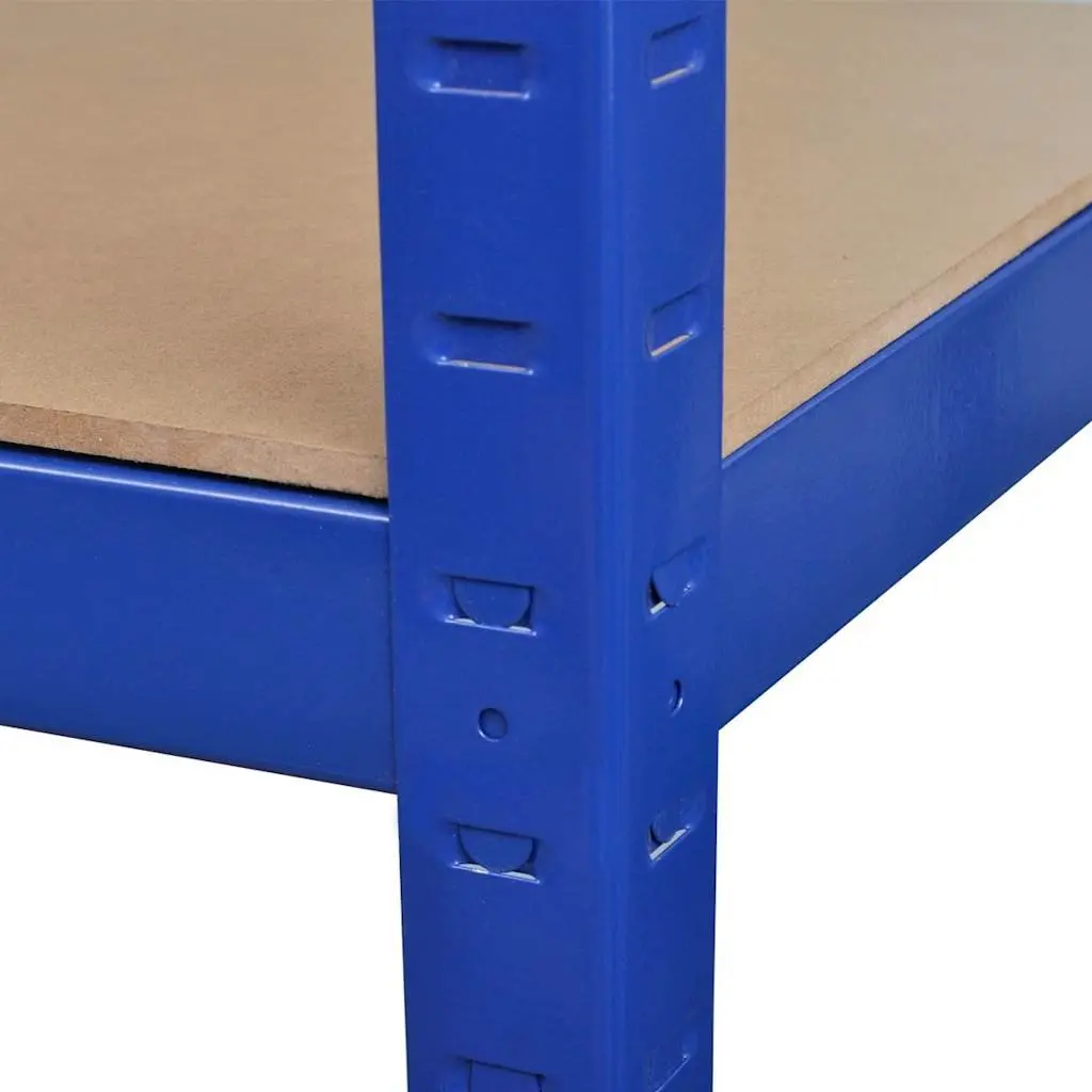 5-Layer Industrial Storage Shelf Heavy Duty Steel Frame Engineered Wood Blue