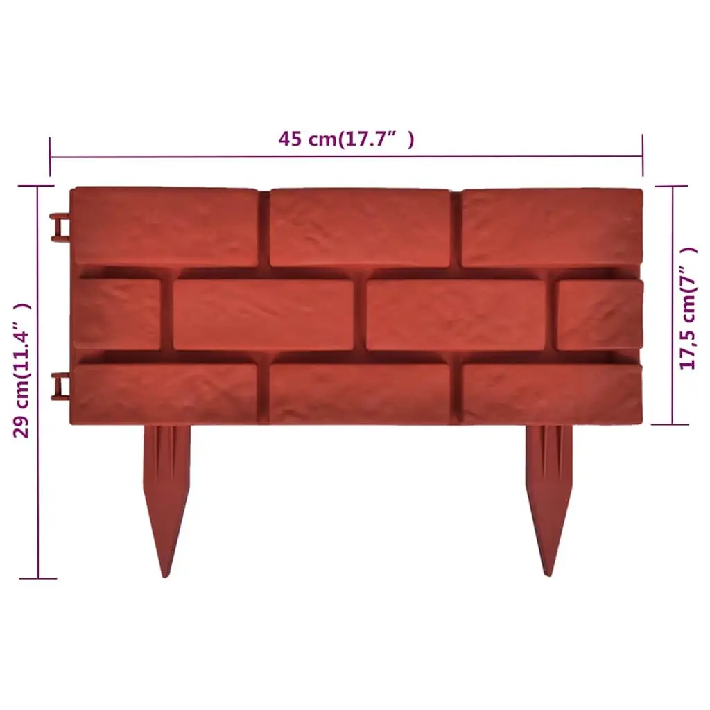 Red Decorative Garden Lawn Edging Border 11 Piece Partition for Flower Beds