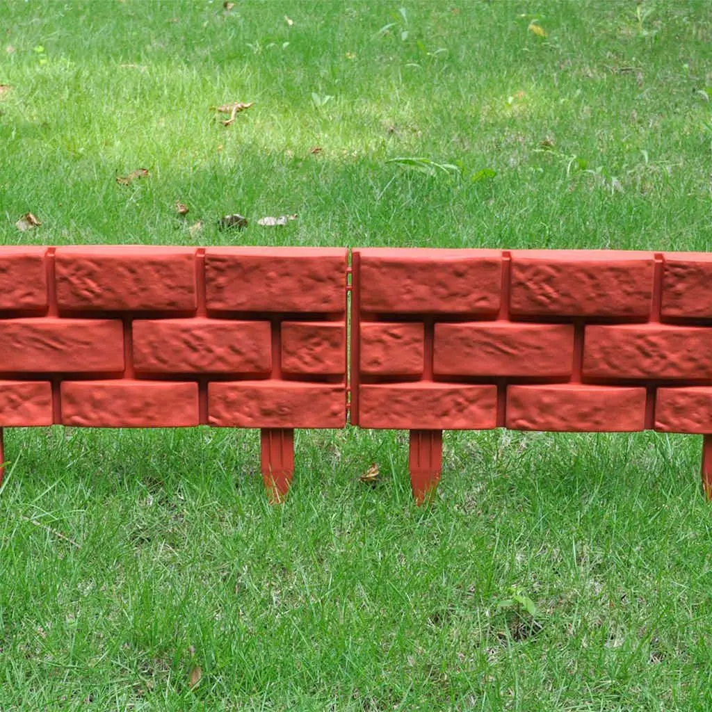 Red Decorative Garden Lawn Edging Border 11 Piece Partition for Flower Beds