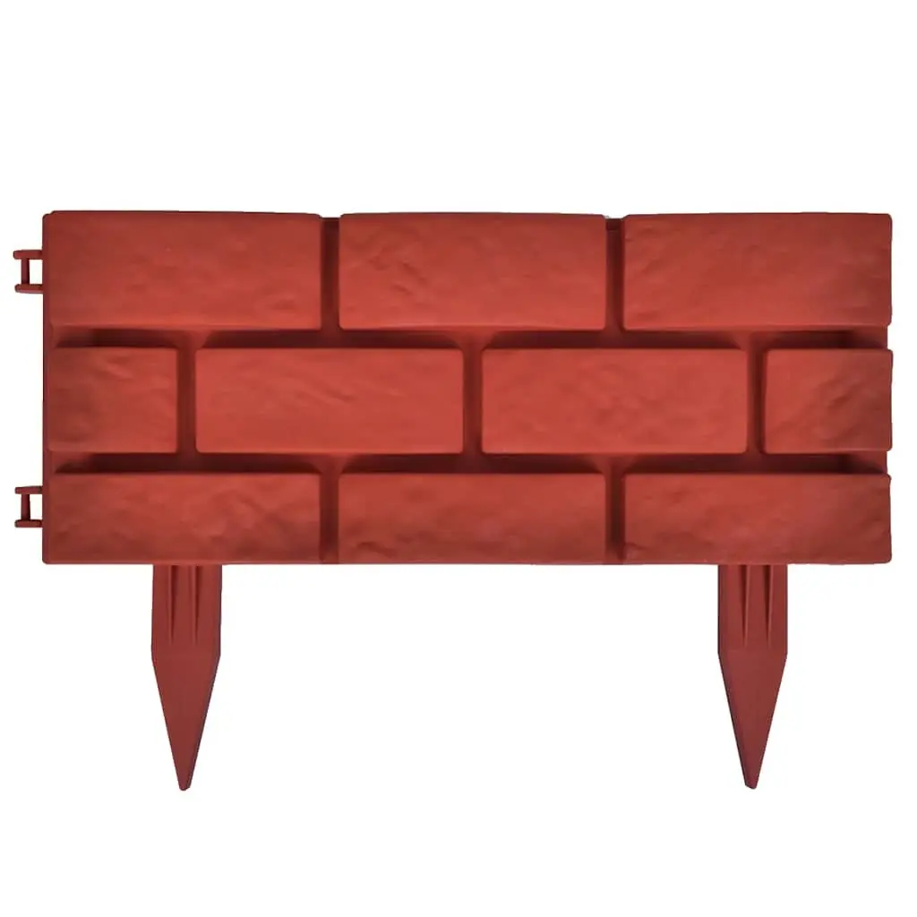 Red Decorative Garden Lawn Edging Border 11 Piece Partition for Flower Beds