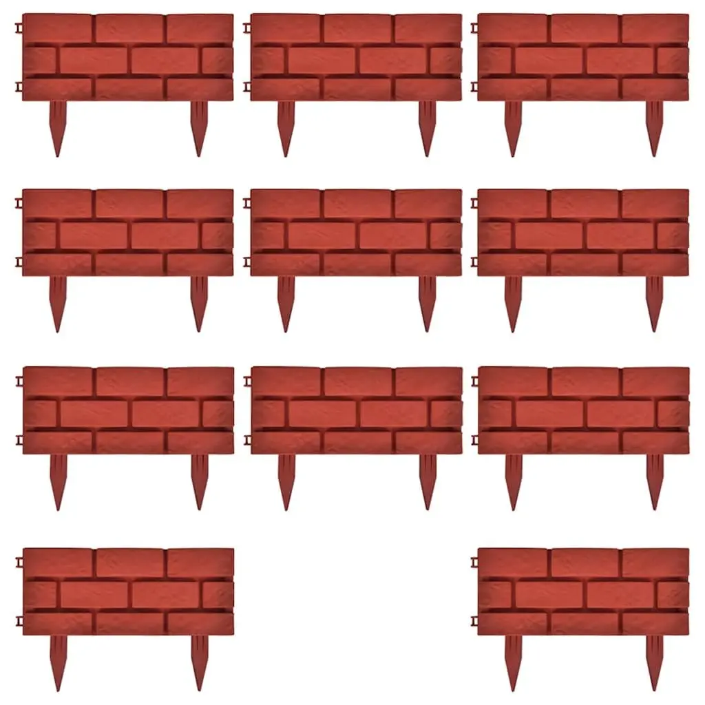 Red Decorative Garden Lawn Edging Border 11 Piece Partition for Flower Beds