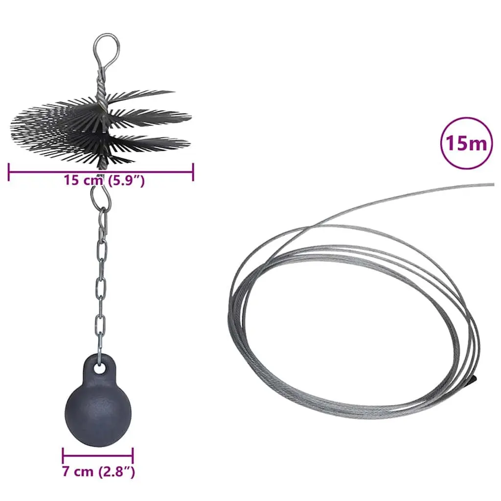 Round Chimney Cleaning Brush 15cm Diameter Chimney Sweep Tool with Thread