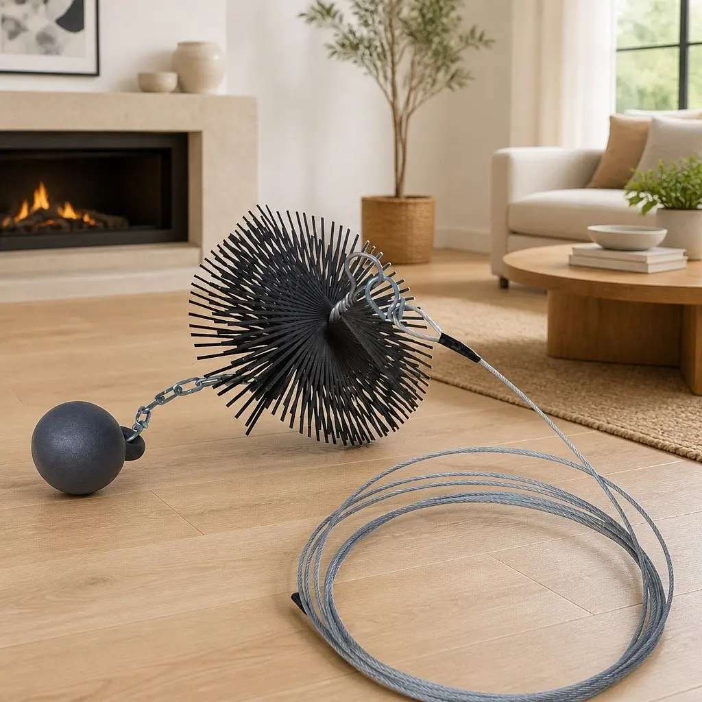 20cm Diameter Round Chimney Cleaning Brush with Thread Attachment Eyelets