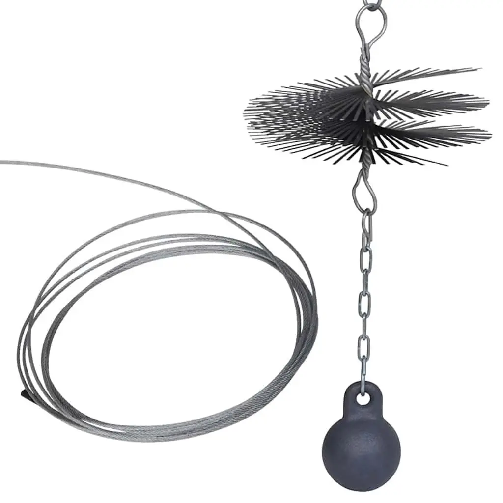 Round Chimney Cleaning Brush 25cm Diameter with Eyelet Thread Ball Chain
