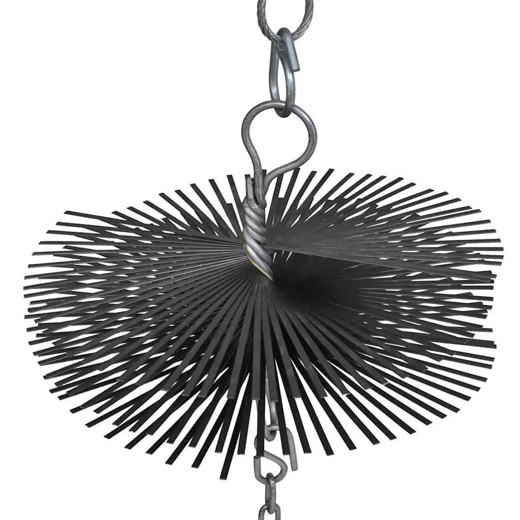 Round Chimney Cleaning Brush 25cm Diameter with Eyelet Thread Ball Chain