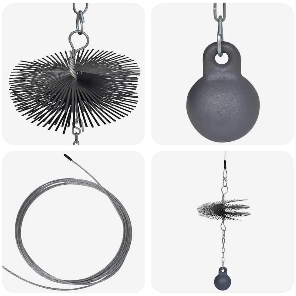 Round Chimney Cleaning Brush 25cm Diameter with Eyelet Thread Ball Chain