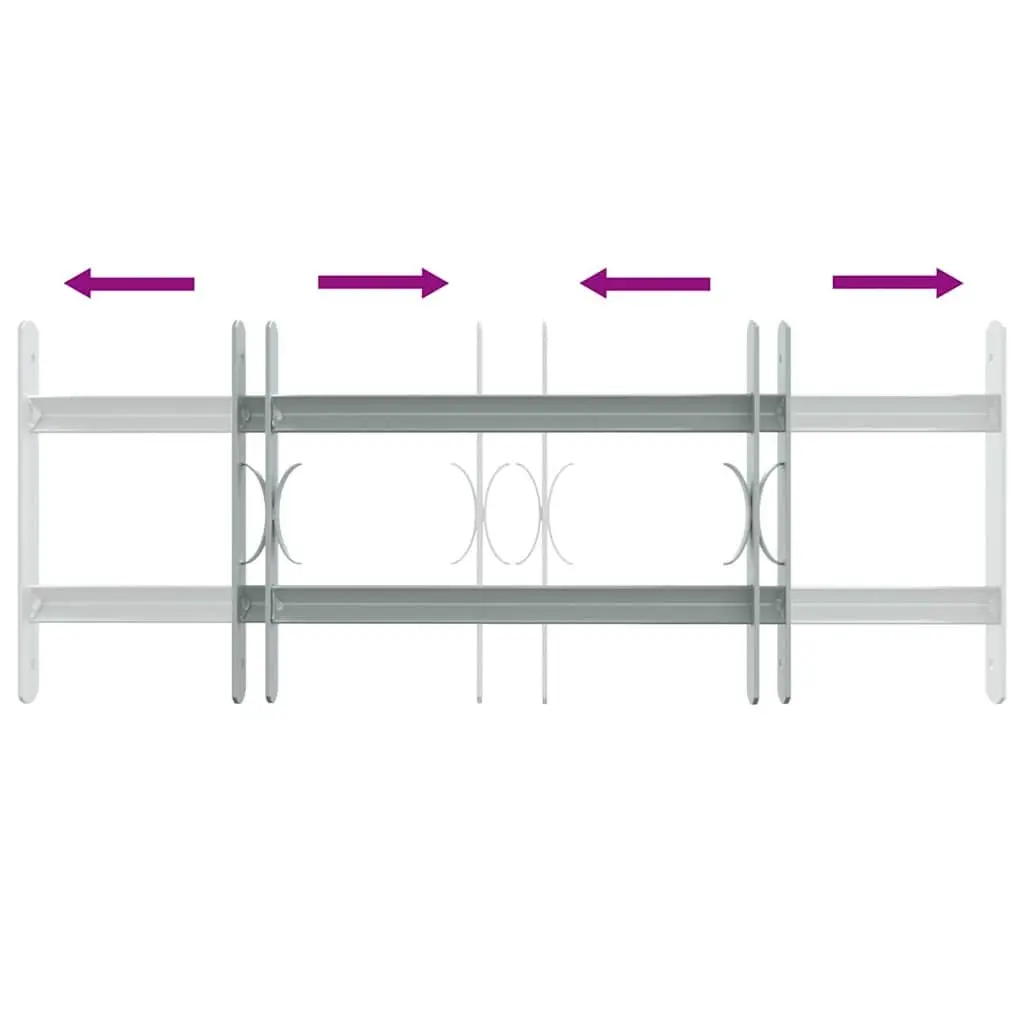 Window Security Grille Adjustable 500-650 mm Silver 2 Crossbars Protection