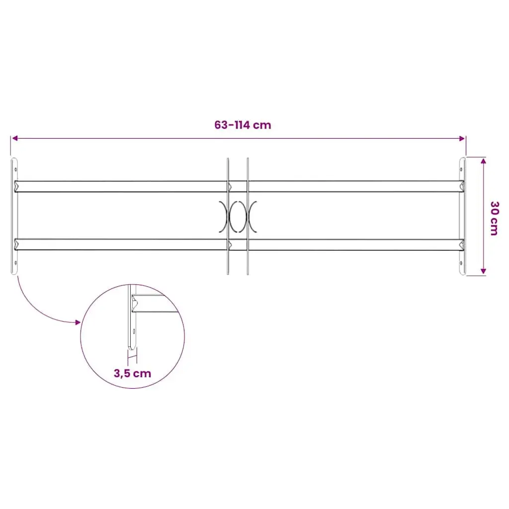 Security Grille Adjustable Width Silver 700-1050 mm with 2 Crossbars
