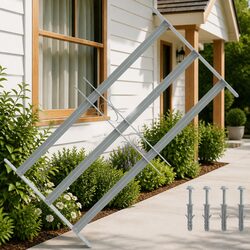 Window Security Grille Adjustable 500-650mm 3 Crossbars Silver Steel