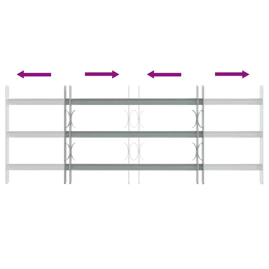 Security Grille Adjustable Width 700-1050 mm 3 Crossbars Silver