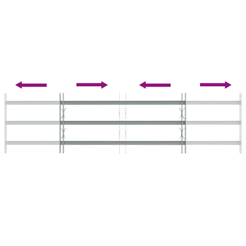 Adjustable Silver Security Grille for Windows with 3 Crossbars 1000-1500mm