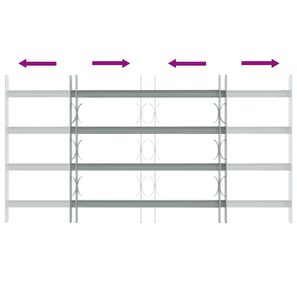 Security Grille Adjustable 4 Crossbars 700-1050 mm Silver Steel