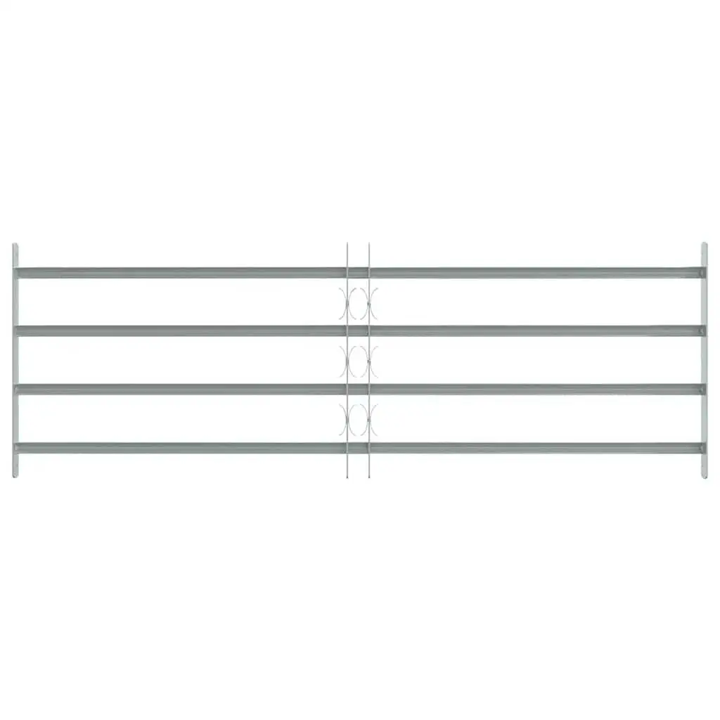Security Grille Adjustable Window Protection 4 Crossbars 1000-1500mm Silver