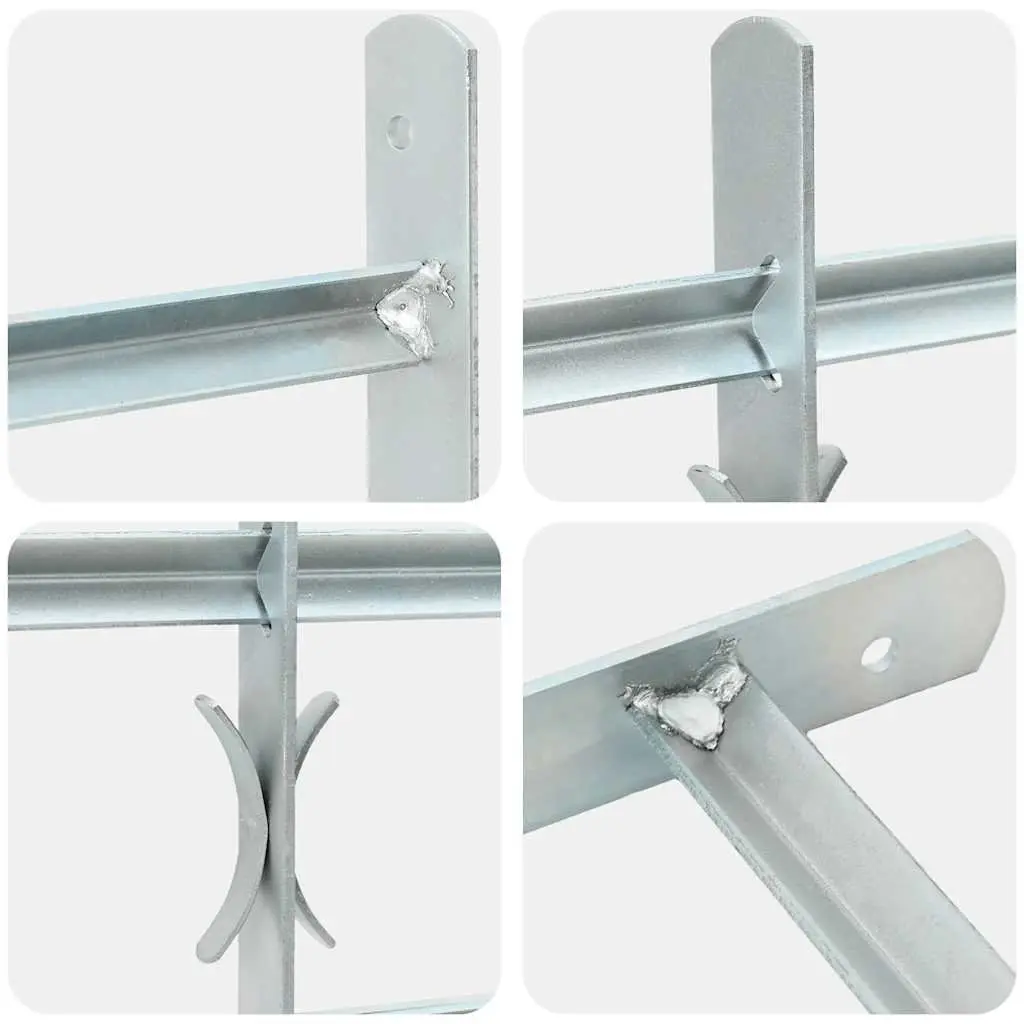 Security Grille Adjustable Window Protection 4 Crossbars 1000-1500mm Silver