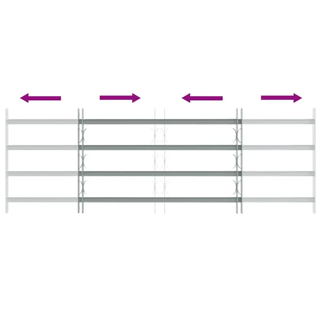 Security Grille Adjustable Window Protection 4 Crossbars 1000-1500mm Silver