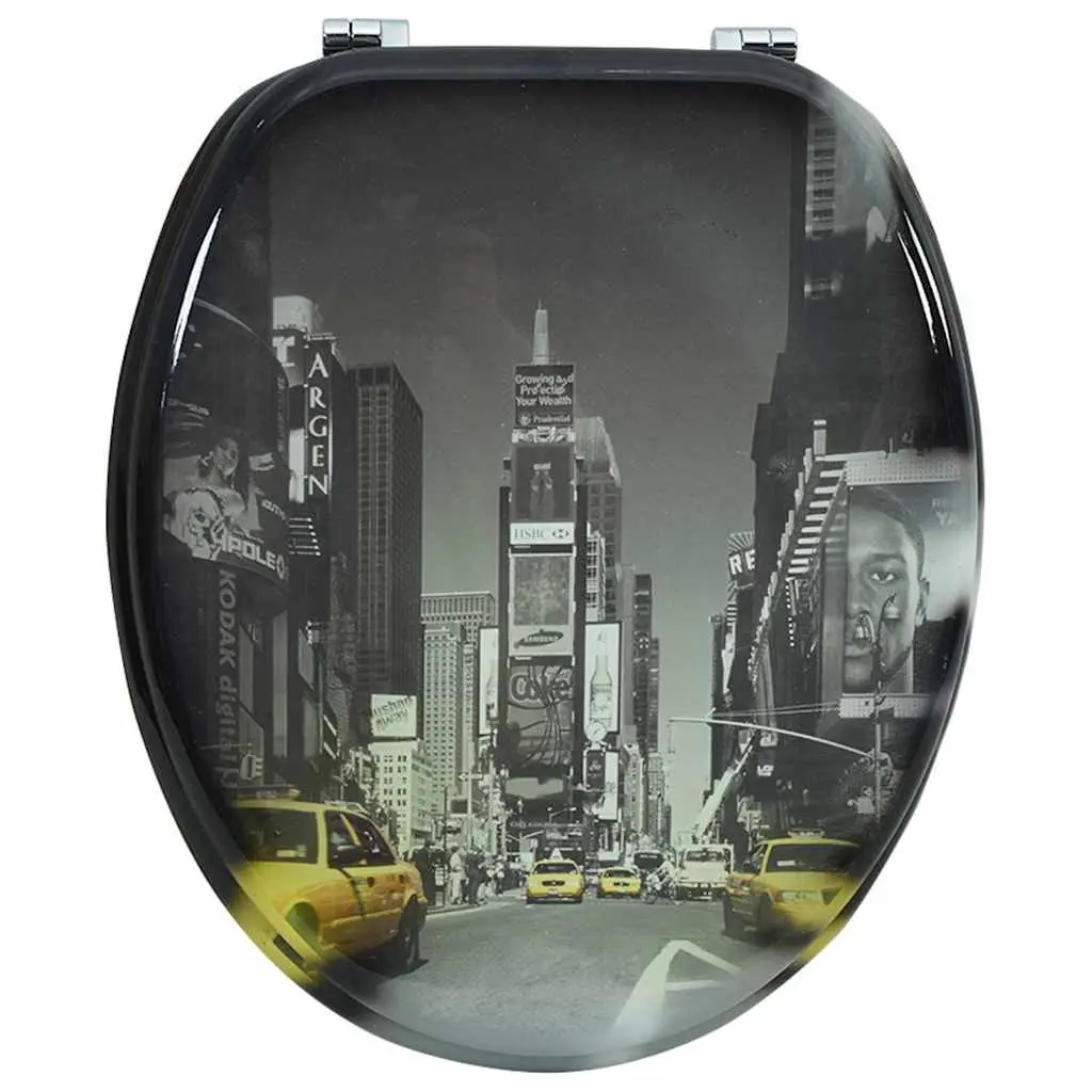 Toilet Seat MDF Hard Close Adjustable Multicolour Durable Bathroom Fixture