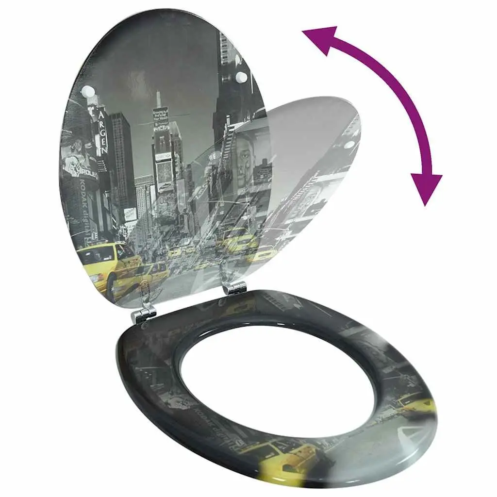 Toilet Seat MDF Hard Close Adjustable Multicolour Durable Bathroom Fixture