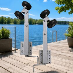 Boat Trailer Double Roller Bow Support Set of 2 Adjustable 59–84 cm Silver
