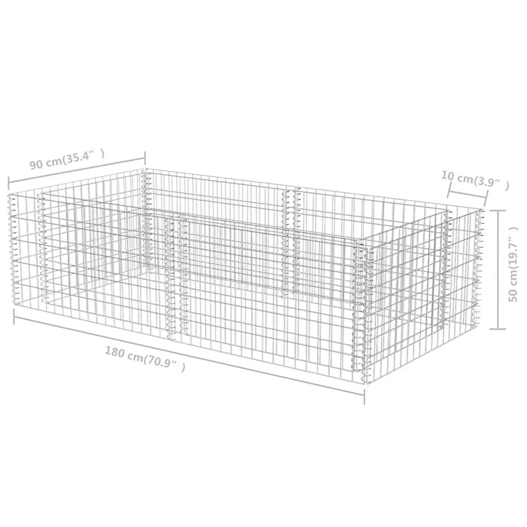 Gabion Planter Silver Welded Mesh Grid 180 x 90 x 50 cm