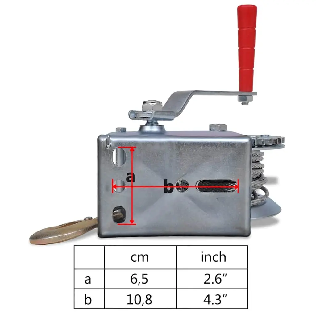 Hand Winch Heavy Duty Iron Construction 10m Cable Length
