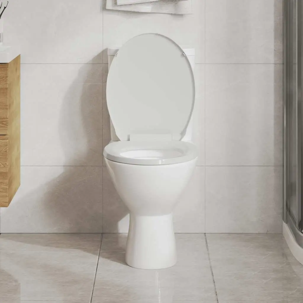 Soft-Close Toilet Seat White Oval Standard Bowl Bathroom Accessory
