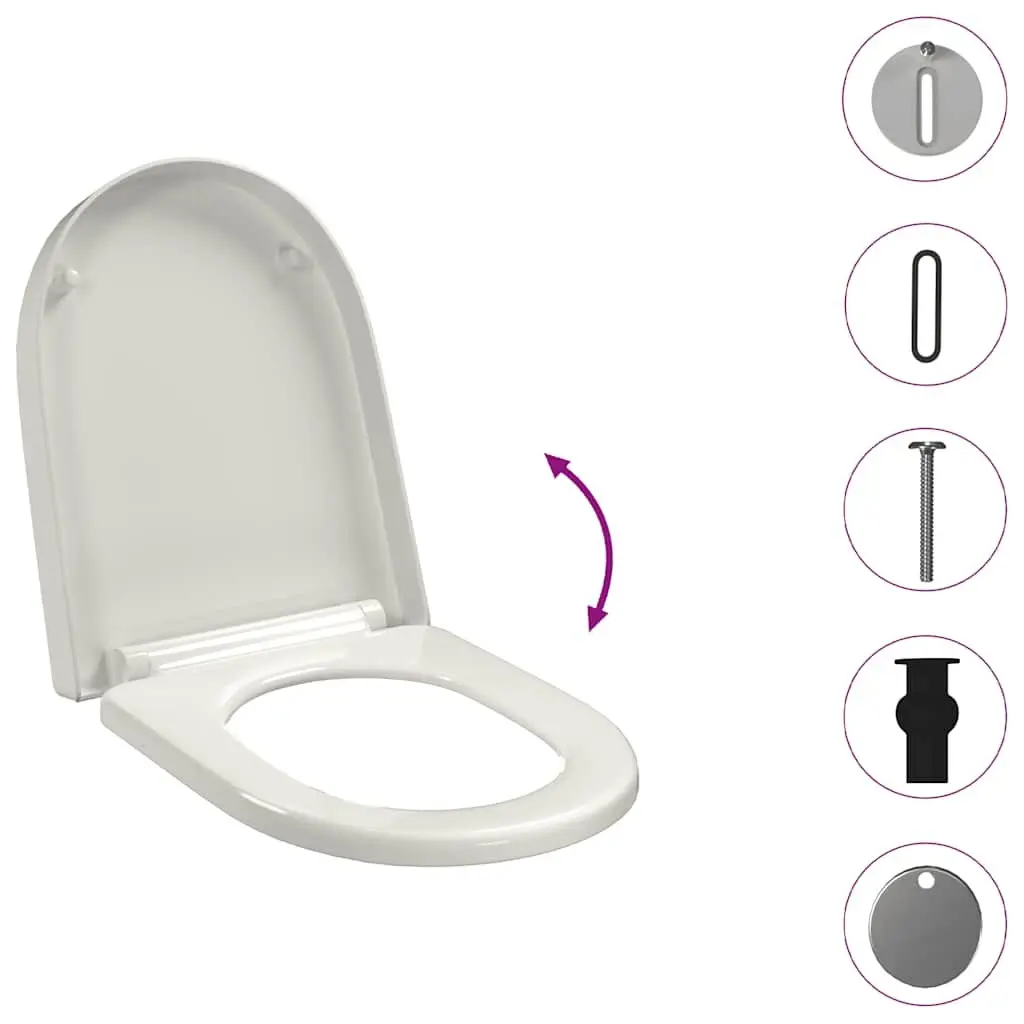 Toilet Seat Soft-close Square White Standard Size Quick-release Bathroom Fixture