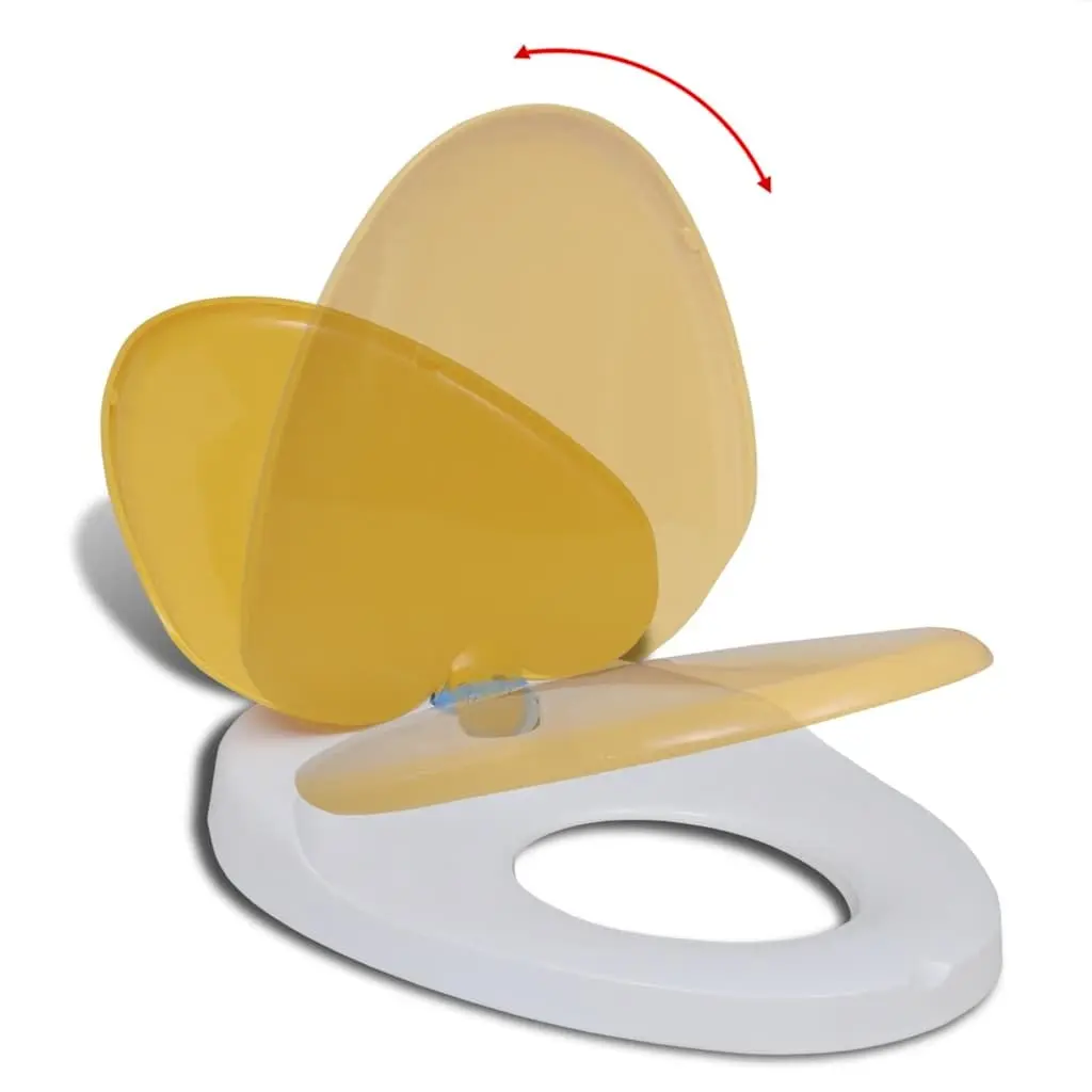 Toilet Seat Soft-Close Yellow White Dual Size for Adults Children Family Bathroom