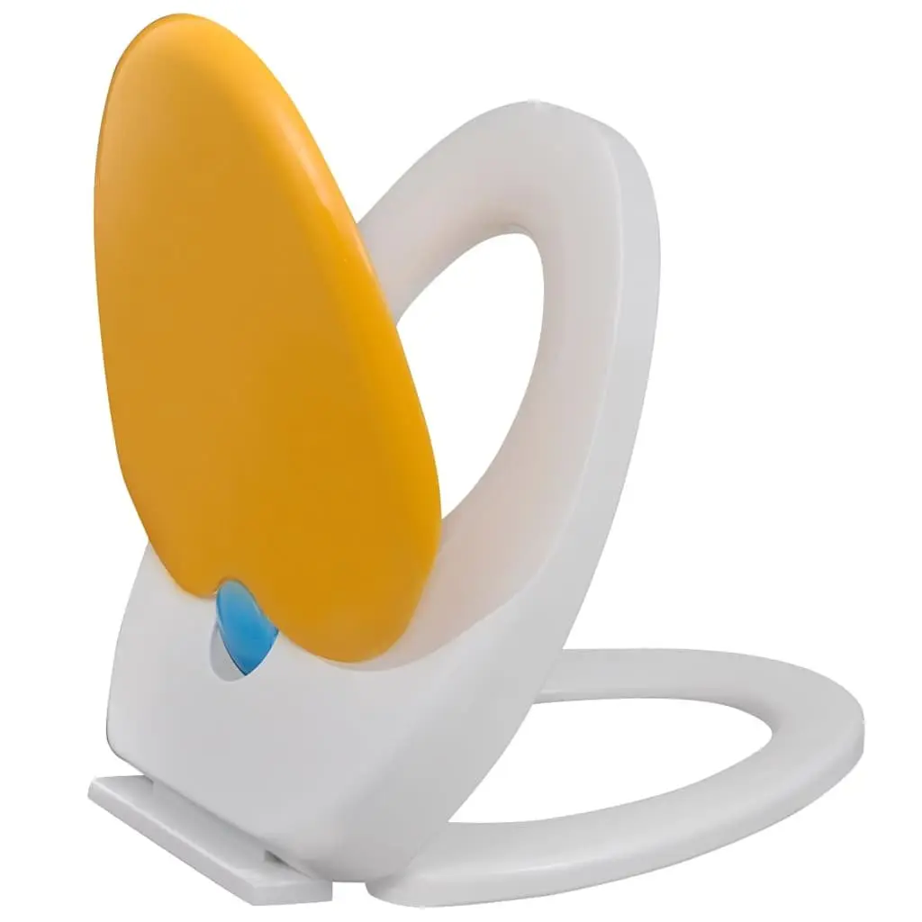 Toilet Seat Soft-Close Yellow White Dual Size for Adults Children Family Bathroom
