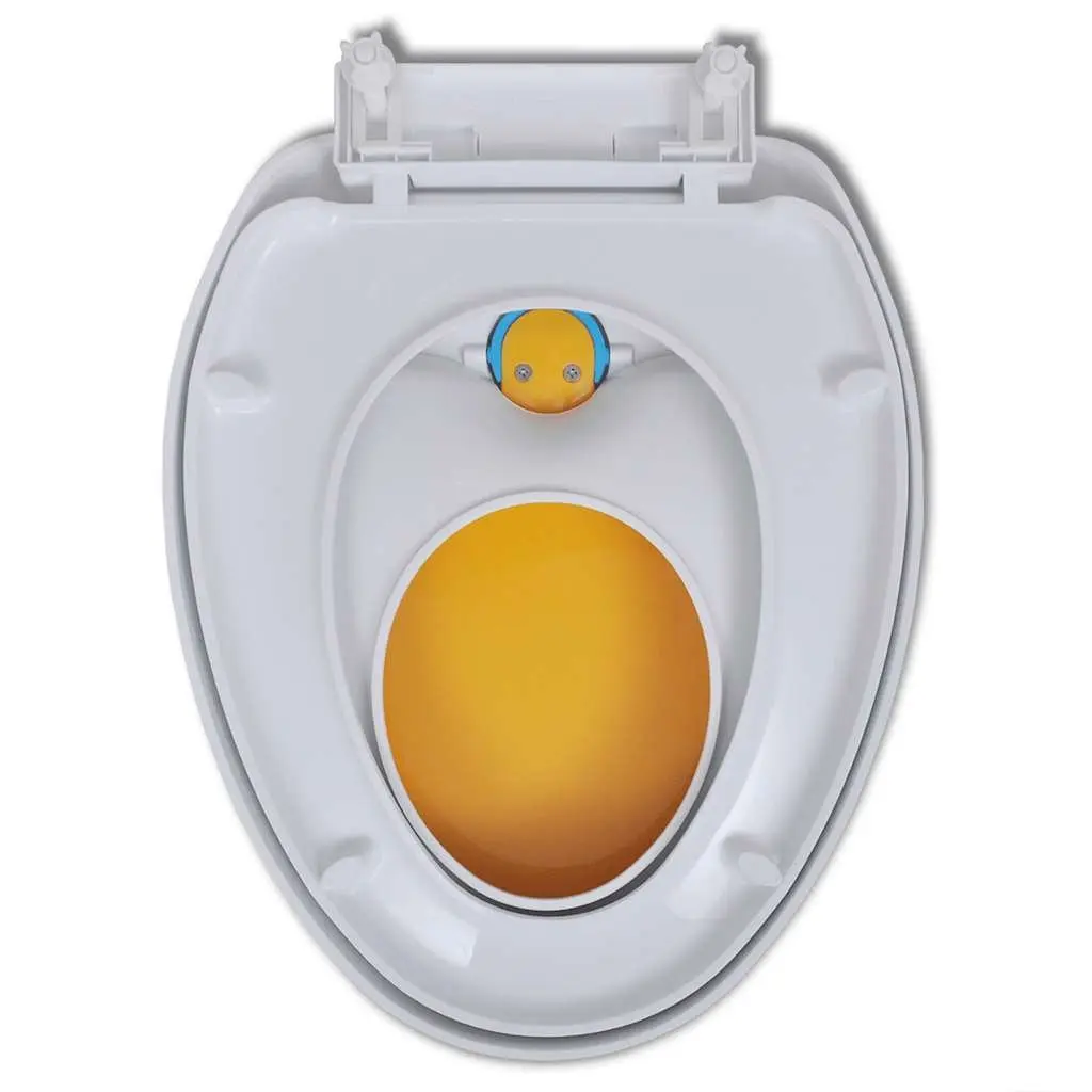 Toilet Seat Soft-Close Yellow White Dual Size for Adults Children Family Bathroom