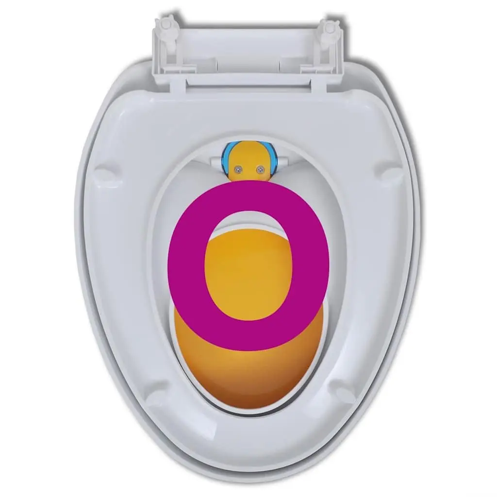 Toilet Seat Soft-Close Yellow White Dual Size for Adults Children Family Bathroom