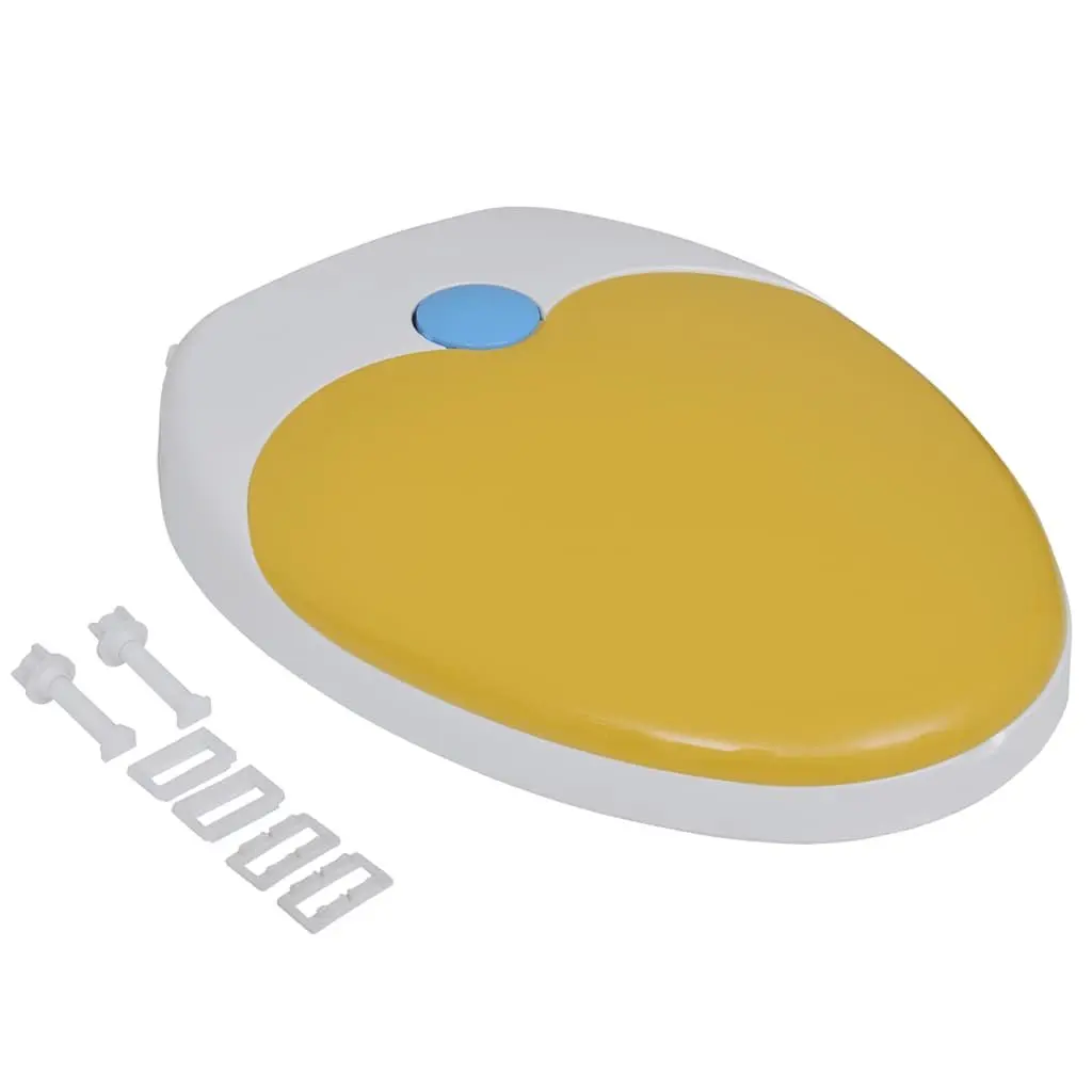 Toilet Seat Soft-Close Yellow White Dual Size for Adults Children Family Bathroom