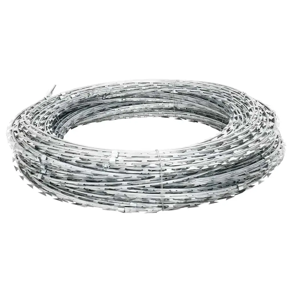 Razor Wire Clipped Concertina Coil 100m Galvanised Steel Garden Fence Security