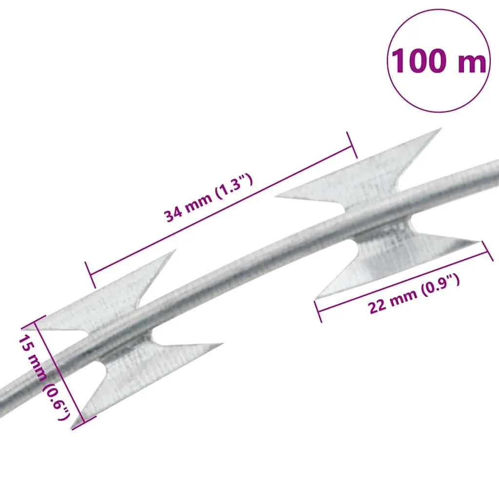 Razor Wire Clipped Concertina Coil 100m Galvanised Steel Garden Fence Security